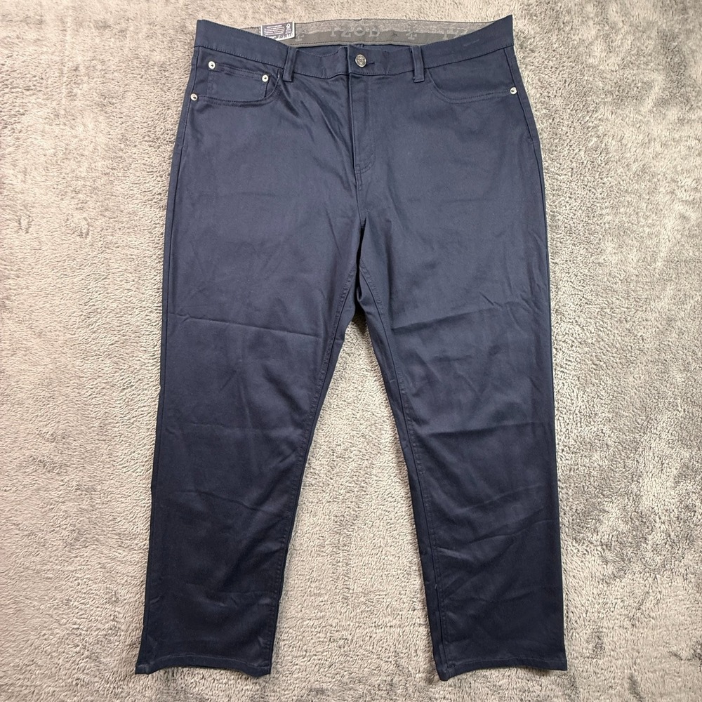 IZOD Men's 40x30 Navy Blue Knit Denim Jeans Ultraflex Waistband Regular Fit NWT